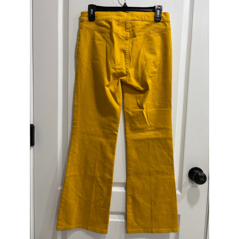 Tory Burch Mustard Yellow Wide Leg Zip Front Pants, Jeans, Size 25 - Picture 7 of 7
